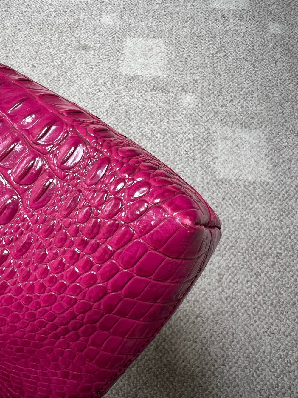 Brahmin Croc-Embossed Shoulder Bag in Fuchsia - Picture 8 of 9